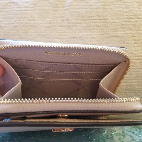 Michael Kors Zip Around Snap Wallet in Soft Pink/Gold - Picture 9 of 11